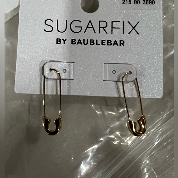 BaubleBar Gold Tone Safety Pin Threader Earrings Nickel Free SugarFix NWT - Picture 7 of 10